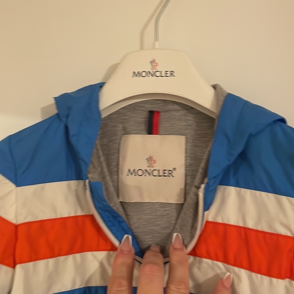 Moncler designer blue & orange toddler hooded windbreaker with jersey lining - Picture 2 of 7